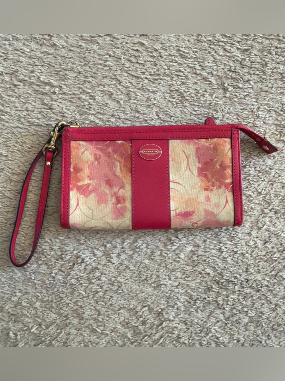 Vintage Coach Floral Zippy / Universal Pouch Canvas Wristlet